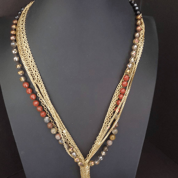 Nakamol Long Necklace with Chains and Beads - Picture 2 of 9